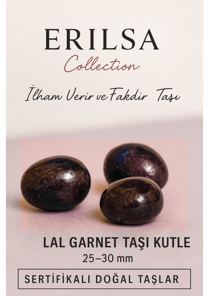 Sertifikalı Lal Garnet Taşı Kütle 25–30 mm Tutku Canlılık ve Enerji Dengeleyici Doğal Taş