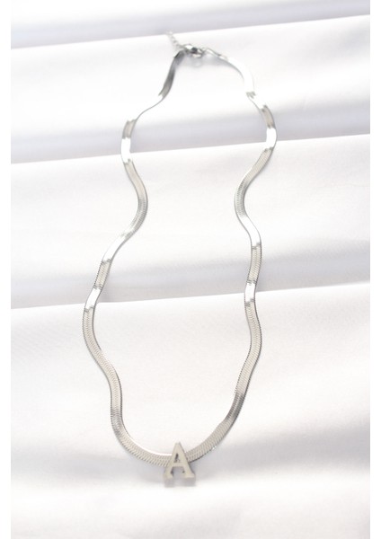 316L Çelik A Harfli Silver Renk Italyan Zincirli Kolye fiyatları