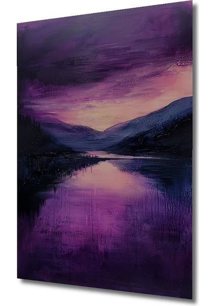 Mor Günbatımı Dağ Manzarası Dekoratif Ahşap Mdf Tablo Dikdörtgen Tablo fiyatları