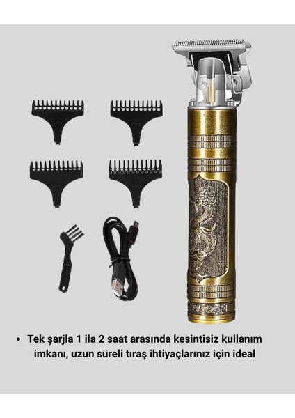 Şarjlı T Bıçaklı Saç ve Sakal Tıraş Makinesi – 3 Başlıklı, Güçlü Motorlu, 2 Saat Kullanım fırsatları