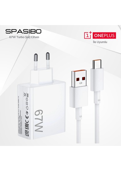 Oneplus Uyumlu 67W Turbo Şarj Adaptörü Seti | Type-C Hızlı Şarj & Akıllı Voltaj Koruma