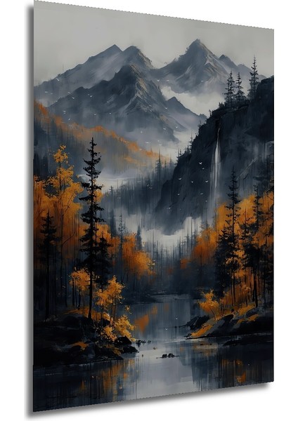 Dağ Manzaralı Sonbahar Ahşap Mdf Dekoratif Ev/işyeri Duvar Tablo Dikdörtgen Ev/işyeri Duvar Tablo modelleri