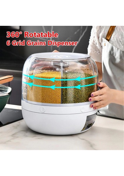 Kuru Gıda ve Bakliyat Organizeri 360° Dönebilen 6 Bölmeli Ayrıştırıcılı Hava Geçirmez (5148) fırsatları