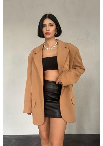 Oversize Ceket - Taba