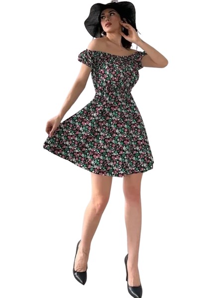 Madonna Yaka Çiçek Desenli Elbise fiyatları