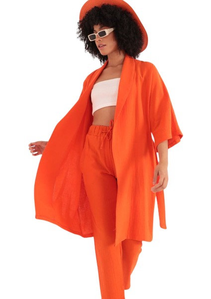 Rahat Kesim Kimono Üst - Turuncu modelleri