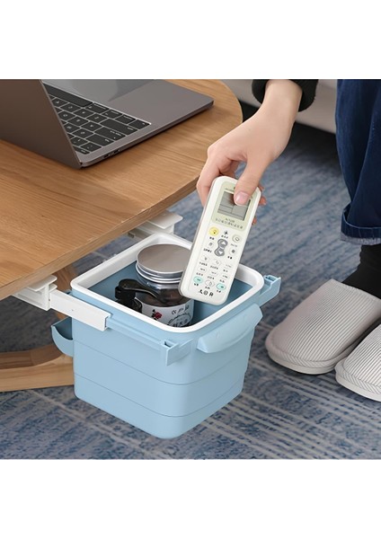 Mini Masa Çöp Kovası Plastik Tezgah Altı Geri Çekilebilir Yapışkanlı Görünmez Bölme Pratik indirimleri