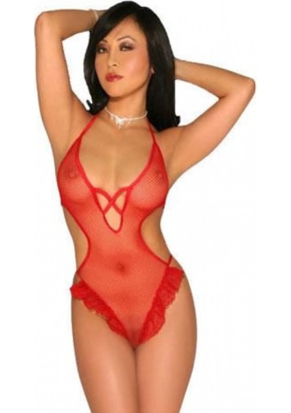 Kırmızı Tül Kurdaleli Seksi Babydol CK273234-1