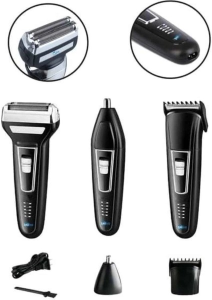 Tıraş Makinesi 3 Başlıklı T Başlıklı Hassas Ciltlere Özel Saç Sakal Vücut Kulak ve Burun indirimleri