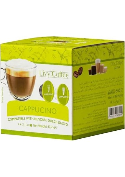 Livy Coffee Cappucino, Dolce Gusto ile Uyumlu, 16 Kapsül (8 Kapsül x 2 Paket) fiyatları