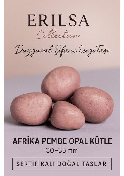 Sertifikalı Afrika Pembe Opal Taşı Kütle 30–35 mm Duygusal Şifa ve Sevgi Enerjisi