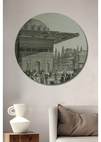 Dekoratif Ahşap Yuvarlak Tablo Osmanlı Çeşmesi