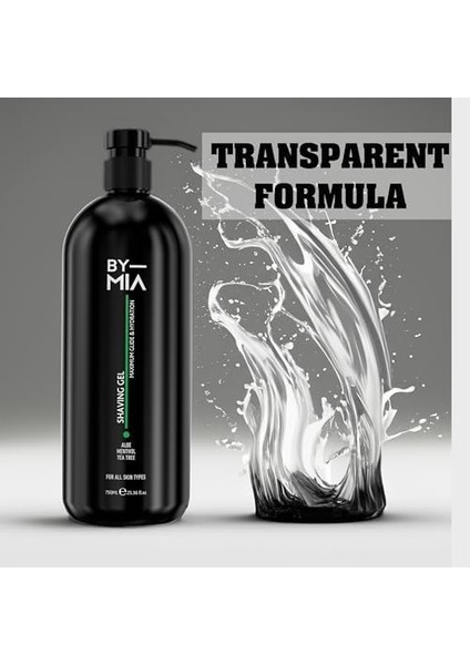 By Mıa Traş Jeli 750ML | Aloe, Mentol ve Çay Ağacı Yağı ile Zenginleştirilmiş | Hassas Tıraş Için Maksimum Kayganlaştırır ve Nemlendirir