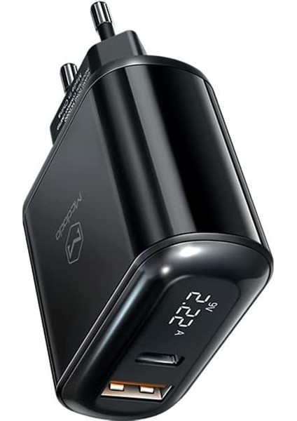 CH-7170 Pd 3.0 20W 1xusb 1xtype-C Girişli LED Göstergeli Şarj Adaptörü-Siyah