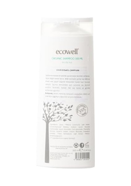 Ecowell Organik Yağlı Saçlar Için Vegan Saç Şampuanı (1 x 300 Ml)
