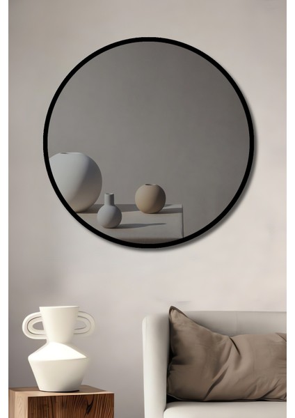 Dekoratif Ahşap Yuvarlak Çerçeve Görünümlü Tablo Vazo Kompozisyonu