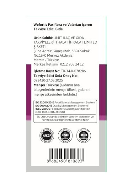 Wefortis Pasiflora Içeren Takviye Edici Gıda 30 Kapsül modelleri