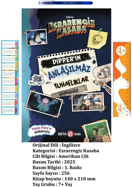 Disney Esrarengiz Kasaba Dipperin Anlaşılmaz Tuhaflıklar Günlüğü 7+ Yaş ve Tükenmez Kalem+Sezgistore