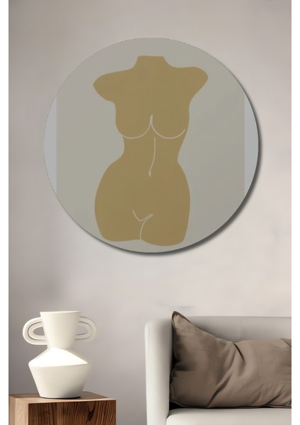 Dekoratif Ahşap Yuvarlak Tablo Kadın Beden Sanatı