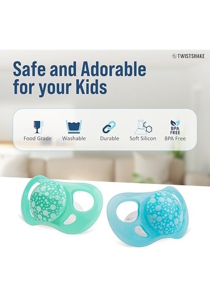 Twistshake Bebek Emziği 2’li, Mavi Yeşil, 0-6 Ay modelleri