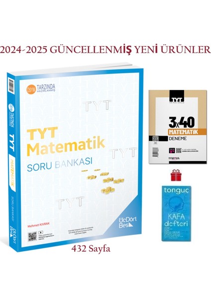 Tyt Matematik Soru Bankası 2024-2025 + Tyt Matematik Branş Denemsi ve Kafa Defteri Hediye !!!