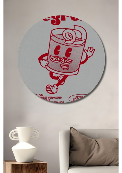 Dekoratif Ahşap Yuvarlak Tablo Negroni Çizimi