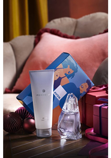 Perceive Kadın Parfüm ve Vücut Losyonu Seti 50 ml EDP Hediye Paketi Şık Tasarım