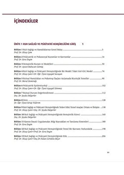 Ruh Sağlığı ve Hastalıkları Psikiyatri Hemşireliği - Olcay Çam modelleri