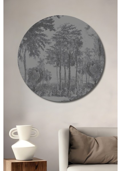 Dekoratif Ahşap Yuvarlak Tablo Orman Yolu