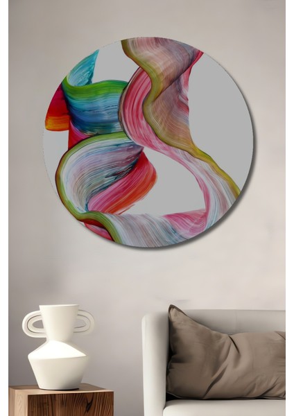 Dekoratif Ahşap Yuvarlak Tablo Renkli Unicorn Şekiller
