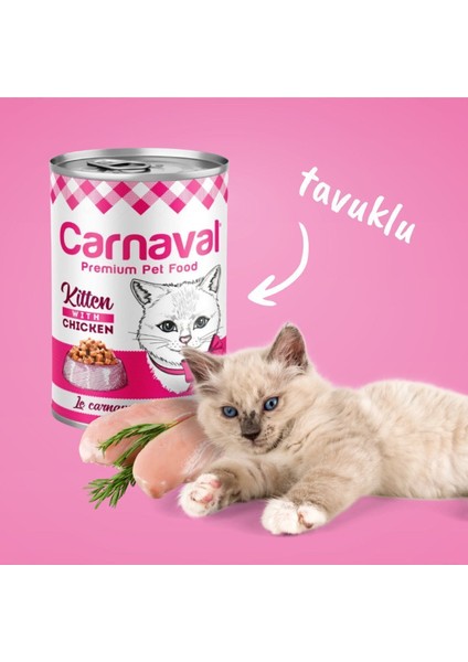 Kaliteli Yaş Mama 48 Adet Yavru Kedi Konservesi - Tavuklu 400 gr indirimleri