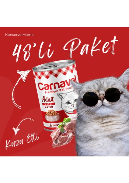 Kaliteli Yaş Mama 48 Adet Yetişkin Kedi Konservesi - Kuzu Etli 400 gr fiyatları