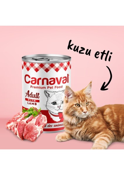 Kaliteli Yaş Mama 48 Adet Yetişkin Kedi Konservesi - Kuzu Etli 400 gr fırsatları