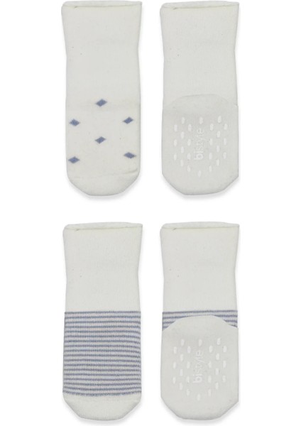 Bistyle 2'li Havlu Soket Kaymaz Çorap 10504 Indigo Ekru fırsatları