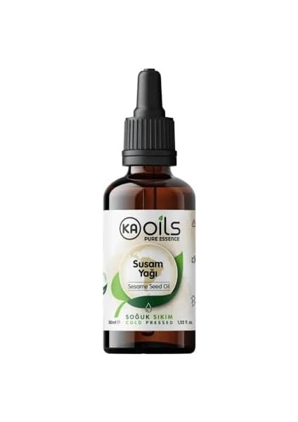 Kaoils Susam Yağı 30 ml | Soğuk SIKIM%100 Saf & Doğal | Sesame Oil | Cilt ve Saç Bakımı Için Doğal Nemlendirici | Masaj, Aromaterapi ve Taşıyıcı Yağ Olarak Kullanıma Uygun