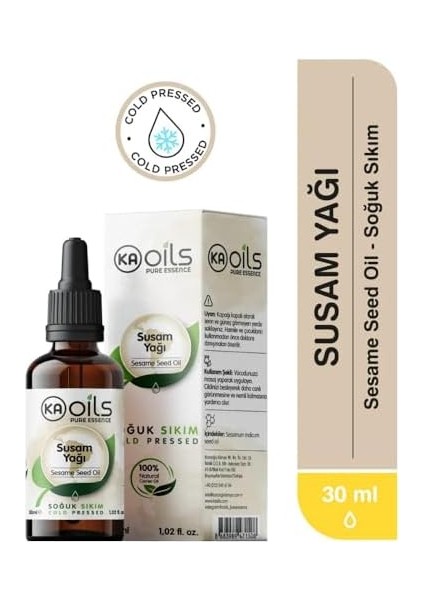 Kaoils Susam Yağı 30 ml | Soğuk SIKIM%100 Saf & Doğal | Sesame Oil | Cilt ve Saç Bakımı Için Doğal Nemlendirici | Masaj, Aromaterapi ve Taşıyıcı Yağ Olarak Kullanıma Uygun modelleri