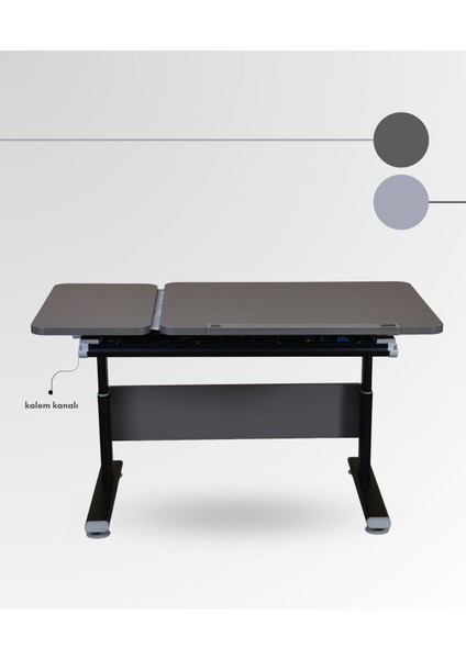 Vega Basic Ev Ofis Kullanımı İçin Çekmeceli Çalışma Masası, Yükseklik Ayarlı Ders Çalışma Masası, Antrasit/Gri - 130x70 Cm indirimleri