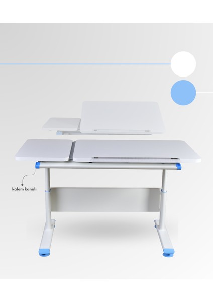Vega Basic Ergonomik Öğrenci Çalışma Masası Çekmeceli ve Yükseklik Ayarlı Erkek Çocuk Masası - 130x70 Cm, Beyaz/Mavi indirimleri