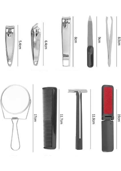 Erkek Için 13'lü Seyahat Boy Deri Çantalı Bakım Set Tırnak Makas-Cımbız-Ayna-Törpü-Jilet-Makas modelleri