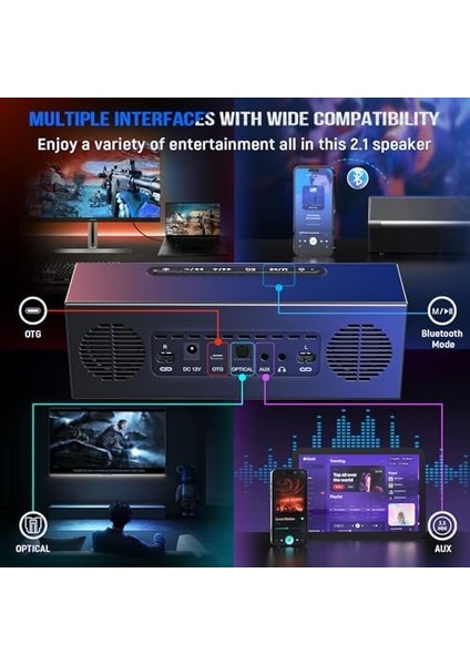 Ampligame A22 Rgb Gaming Hoparlör - Subwoofer'lı Pc Ses Sistemi - 3.5mm Aux Girişli - Masaüstü ve Tv Uyumlu fiyatları