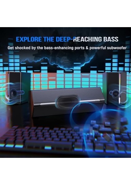 Ampligame A22 Rgb Gaming Hoparlör - Subwoofer'lı Pc Ses Sistemi - 3.5mm Aux Girişli - Masaüstü ve Tv Uyumlu modelleri
