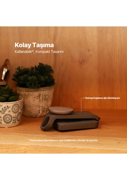 Aircharger Quattro Magsafe Uyumlu 4’ü 1 Arada iPhone + Apple Watch + Airpods LED Aydınlatmalı