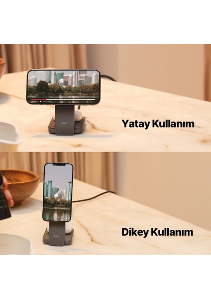 Aircharger Quattro Magsafe Uyumlu 4’ü 1 Arada iPhone + Apple Watch + Airpods LED Aydınlatmalı