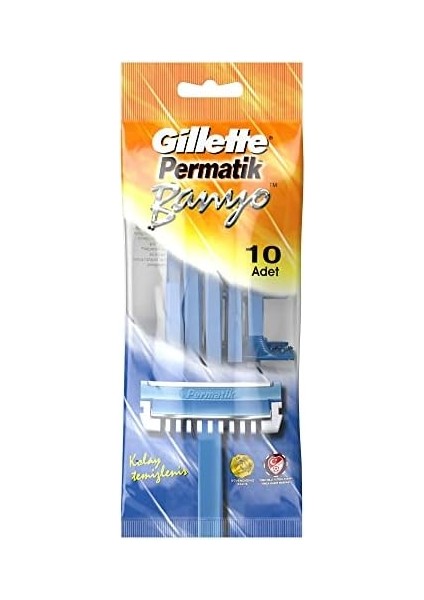 Gillette Permatik Banyo Kullan At Erkek Tıraş Bıçağı 10 Adet
