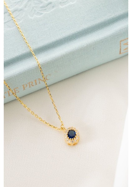 925 Ayar Gümüş Eylül Ayı Doğum Taşı ( Sapphire ) Kolye