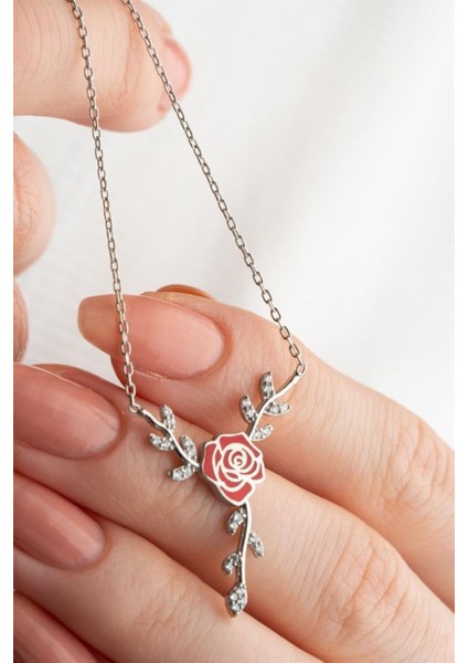 925 Ayar Gümüş Daldaki Gül Kolye fiyatları