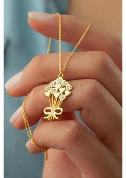 925 Ayar Gümüş Kalpli Buket Kolye fiyatları