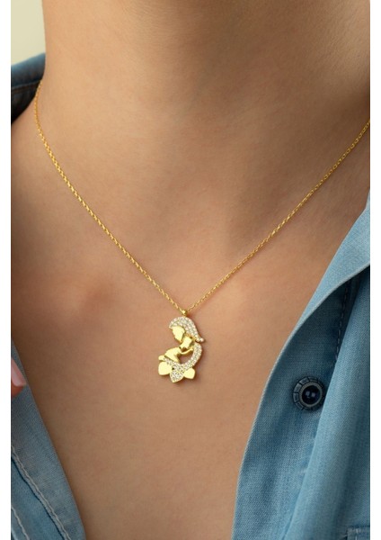 925 Ayar Gümüş Anne Bebek Kolyesi