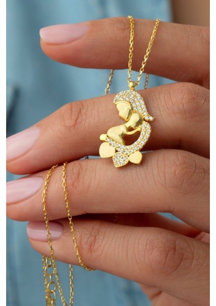 925 Ayar Gümüş Anne Bebek Kolyesi fiyatları