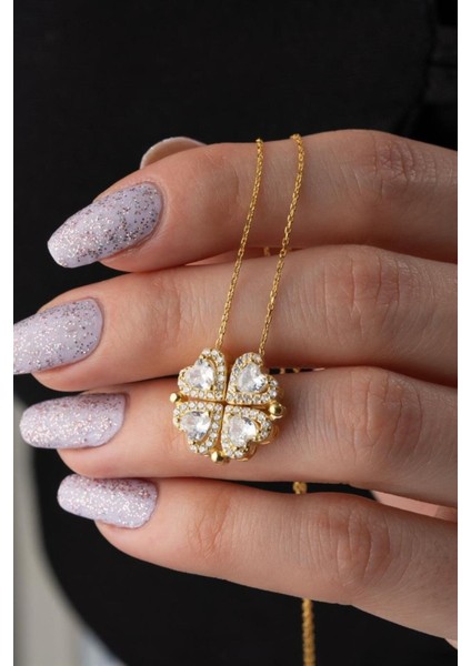 925 Ayar Gümüş Mıknatıslı Kalp Kolye